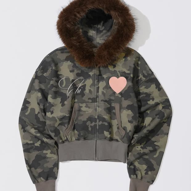 Faux Fur Trimming Hooded Zip-Up Forest C