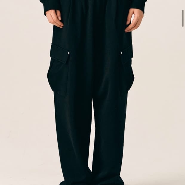 [M] 세터 라운지 와이드 카고 스웨트 스웻 팬츠 블랙