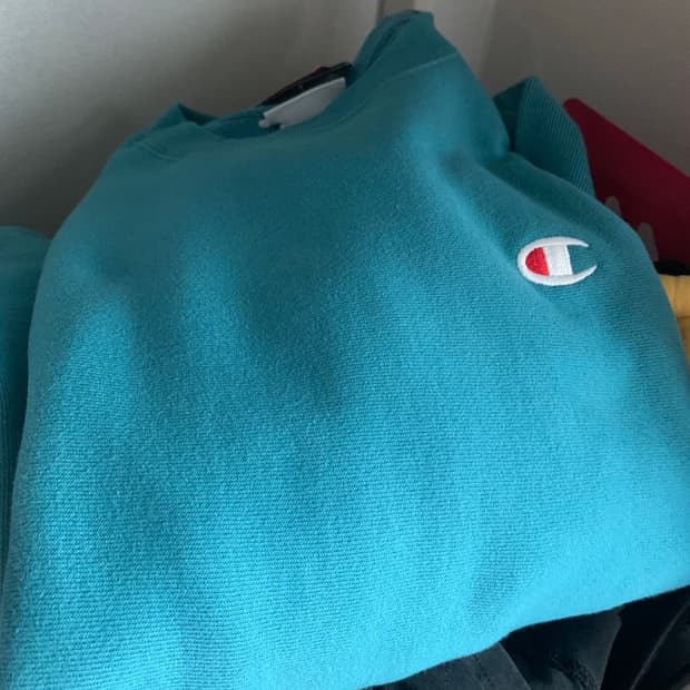 챔피온 리버스위브 블루택 m 터콰이즈 색상