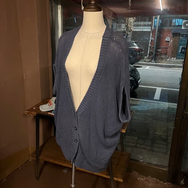 캘빈클라인 더스티 블루 코튼 레이어드 가디건 L