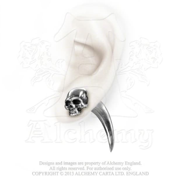Alchemy Gothic 스컬 호른 귀걸이 