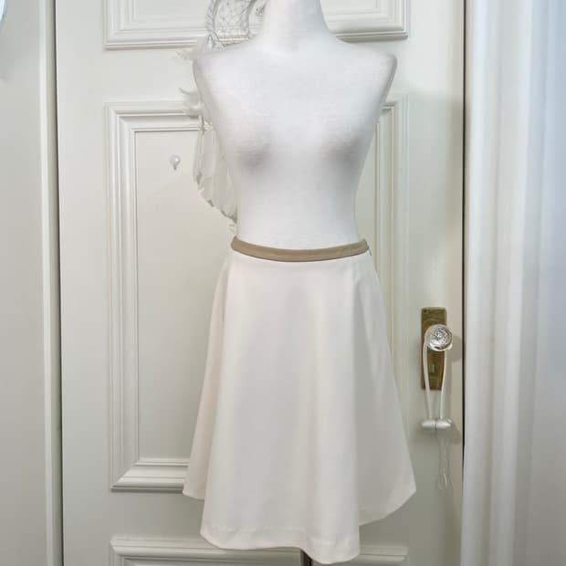 ivory waist leather point midi basic ski