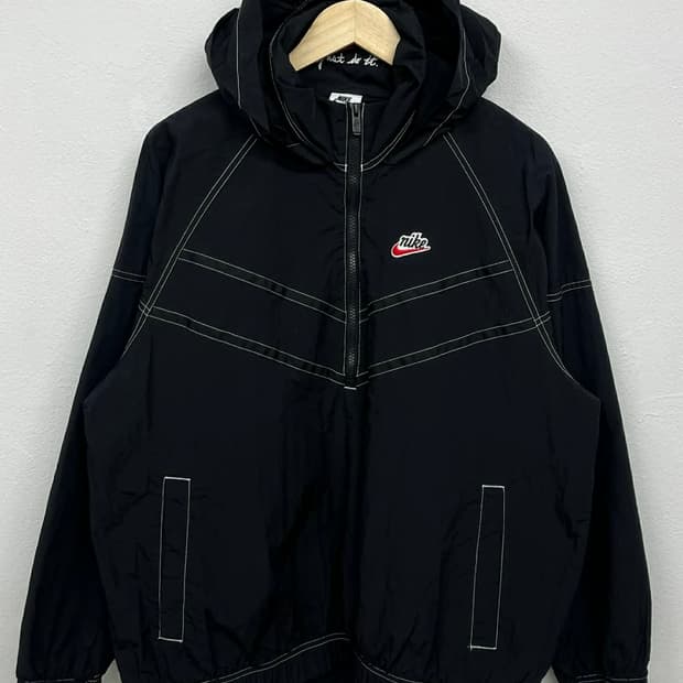 [L] 나이키 NSW 윈드러너 SW5블랙 윈드브레이커 후드 하프집업