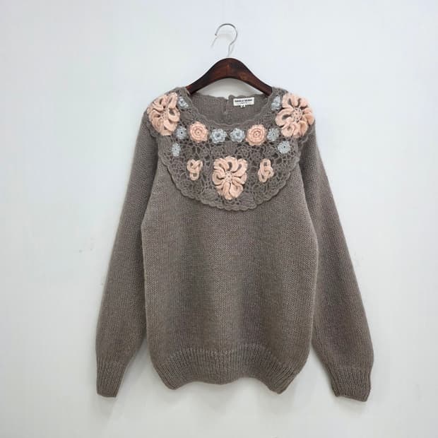 PAOLO VERDI 울혼방 플라워 크로셰 니트