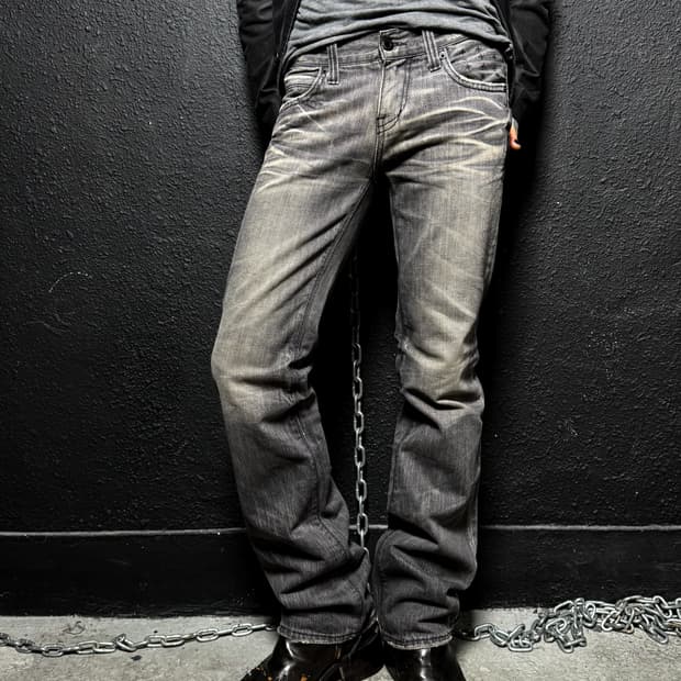 Grey Washed Bootcut Denim Pants