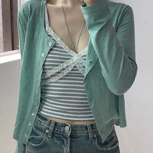 헤더먼트 썸머 가디건 민트