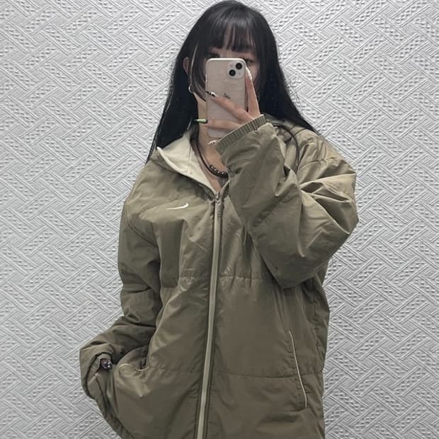 나이키 해리티지 스우시 리버시블 카키 점퍼 자켓 XL C08815