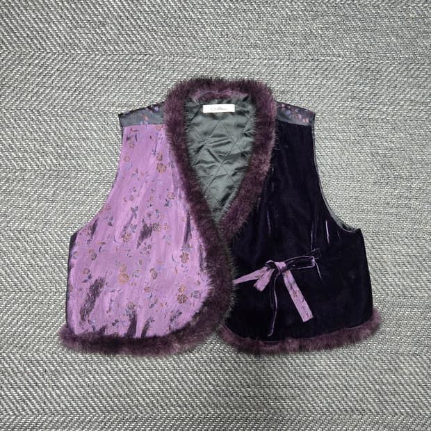 한복 자가드 벨벳 밍크 누빔 베스트 한복배자 55~66