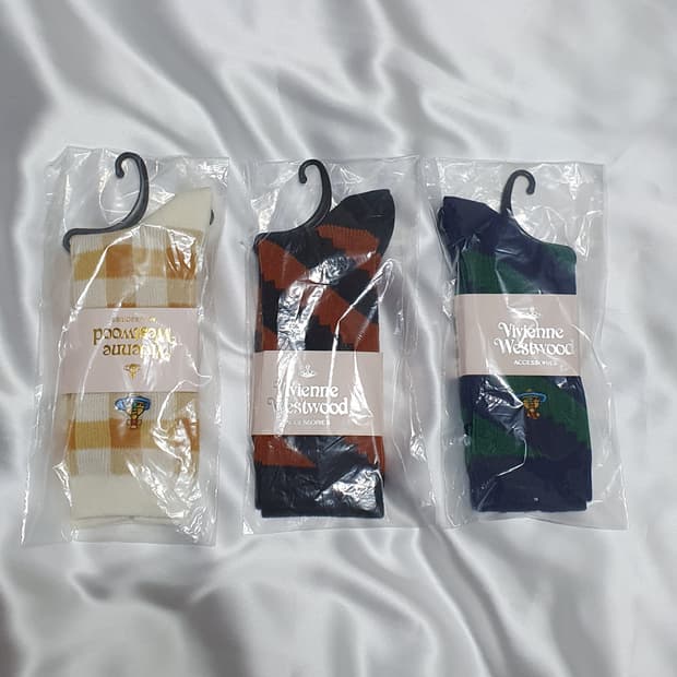 그린 네이비 브라운 블랙 옐로우 물결 스트라이프 체크  양말 