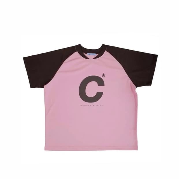 지초이 C STAR RAGLAN 티셔츠 반팔 (PINK&BROWN)