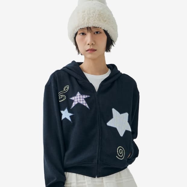 [FDR x HUHUEE] Waffle Applique Hood Zip