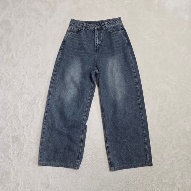 (S)여성 빈티지 워싱 와이드 데님 팬츠 