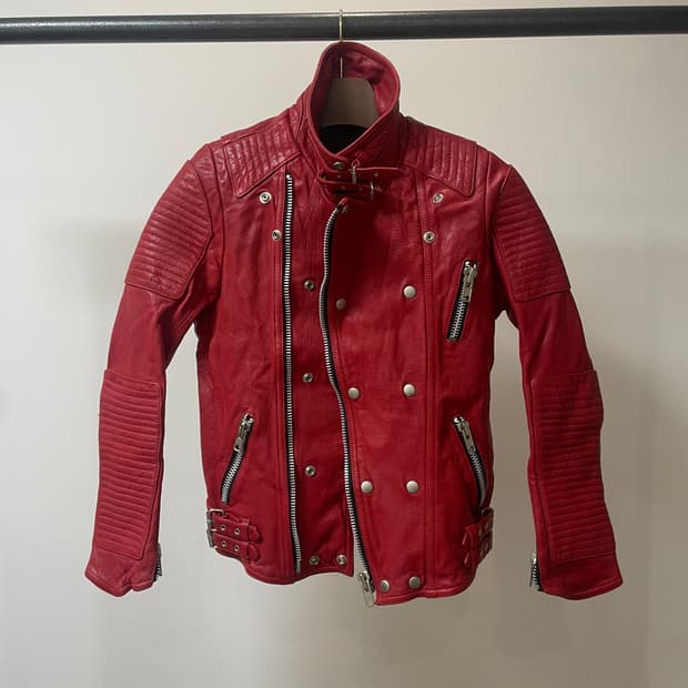 (55) 레드 락시크 램스킨 양가죽 라이더 자켓