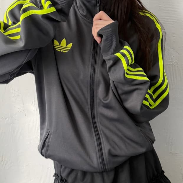 Adidas 아디다스 그레이/라임 파이어버드 트랙탑