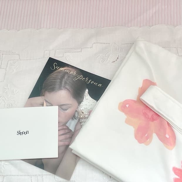 시눈 SINOON 캣 플라워 에코백 화이트 