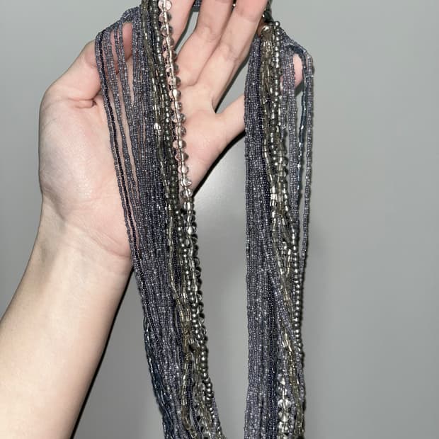 실버블루 비즈 목걸이