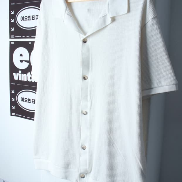 (XL-2XL) 자라 반팔 카라 티셔츠 니트가디건 브이넥-H35916