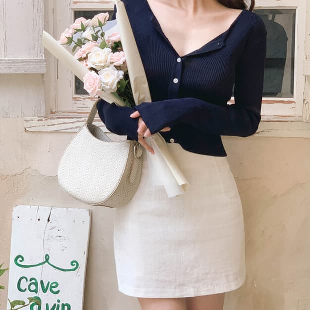 프롬데이원 골지 가디건(스카이 블루)