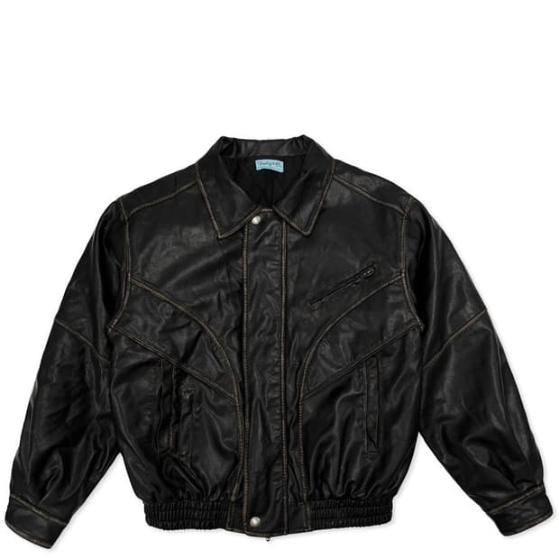 페일제이드 레더 패디드 봄버 점퍼 블랙