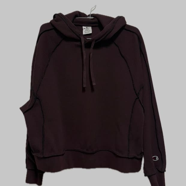 챔피온 세미 크롭 와플 후드 티셔츠