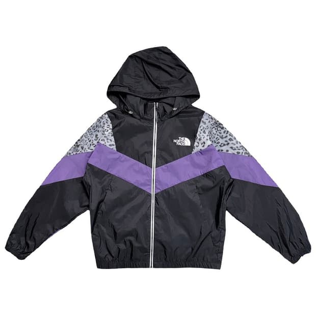 THE NORTH FACE 레오파드 블랙/퍼플 윈드브레이커 S