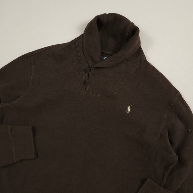XL(105) 폴로 랄프로렌 숄카라 니트 우드브라운