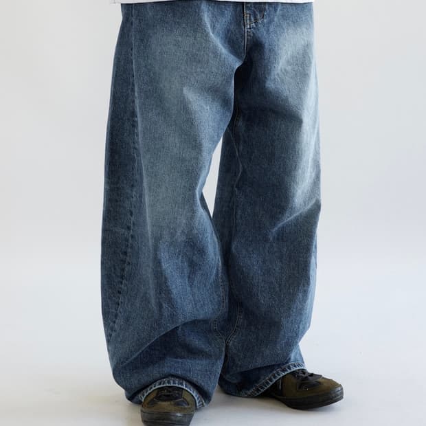 해칭룸 와이드 커브진 (워시드 블루, 4)