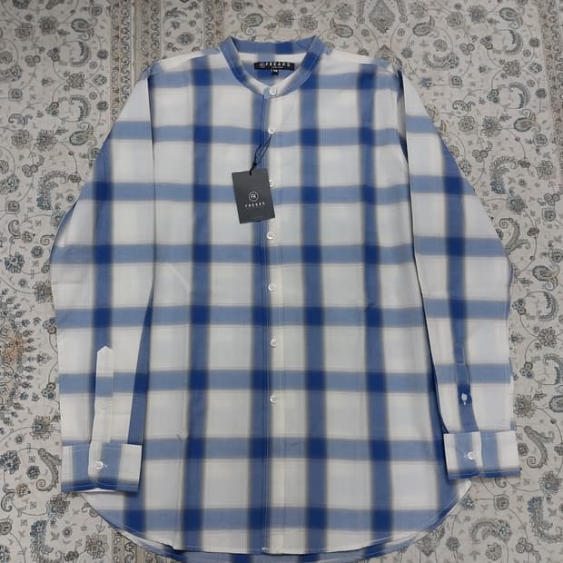 (새상품)FREAKS STORE 체크 헨리넥 셔츠 M