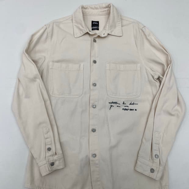 자라 아이보리 데님 셔츠 자켓 (M)