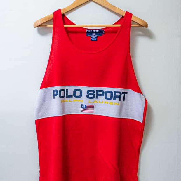 [폴로 스포츠 대방출] 90s 폴로스포츠 스펠아웃 나시, 슬리브리스