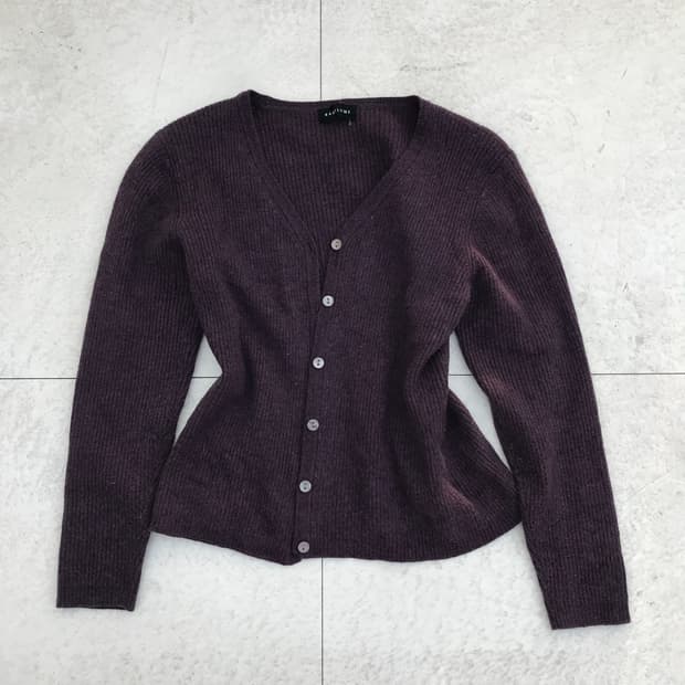 플럼 니트 8부 가디건