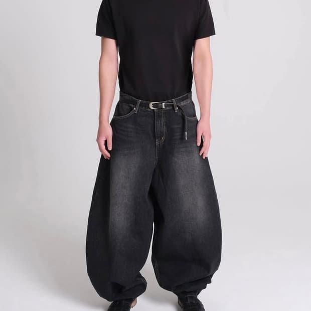 뉴치프시크 디피 캣 워싱 배기진 흑청 판매