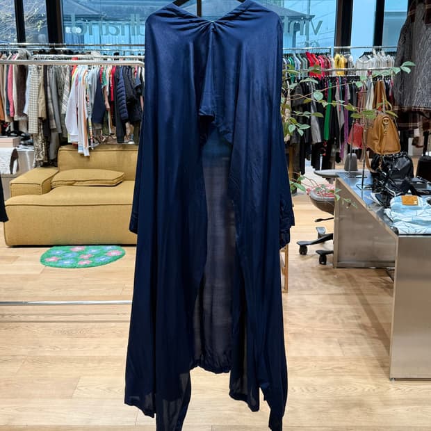 꼼데가르송 네이비 언발 드레이프 원피스 