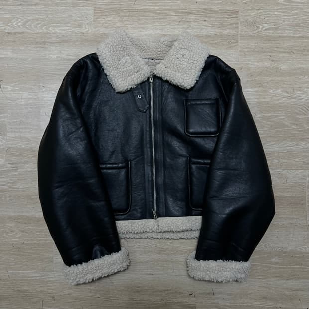 여성 레더 가죽 양털 크롭 무스탕 자켓 [블랙] FREE