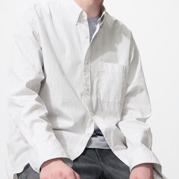 유니클로 엑스트라파인브로드코튼 스트라이프 화이트셔츠 새상품 팝니다.   