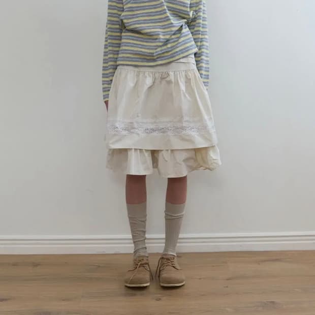 노컨텐츠 스커트 337. Tiered Lace SK _ Cream