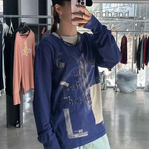 디젤 자수 빈티지프린팅 루즈 롱슬리브 