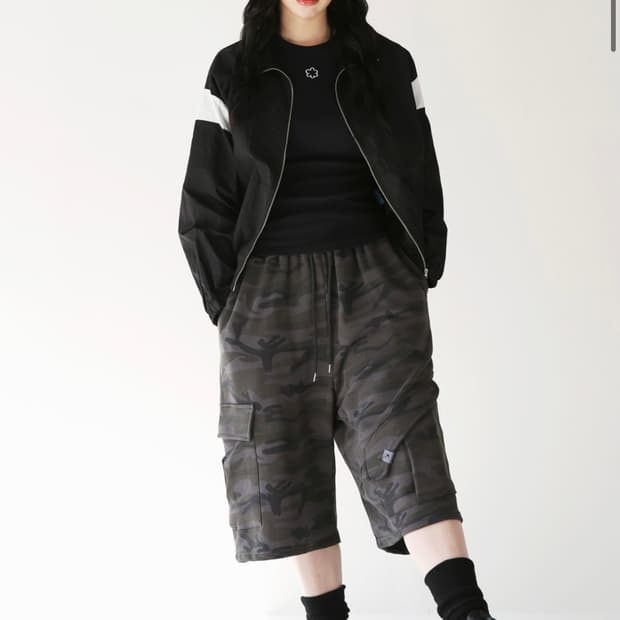 피스메이커 TS 로고 버뮤다 스웻팬츠 카모 M