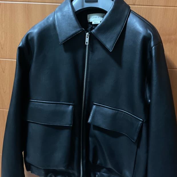 라퍼지 스토어 버핑 레더 블랙 가죽자켓 (블루종)