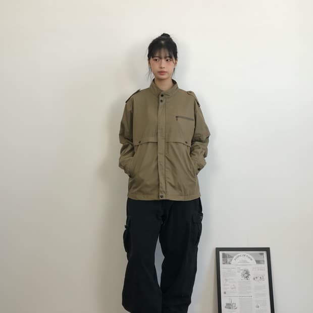 Beige Military Style Field Jacket