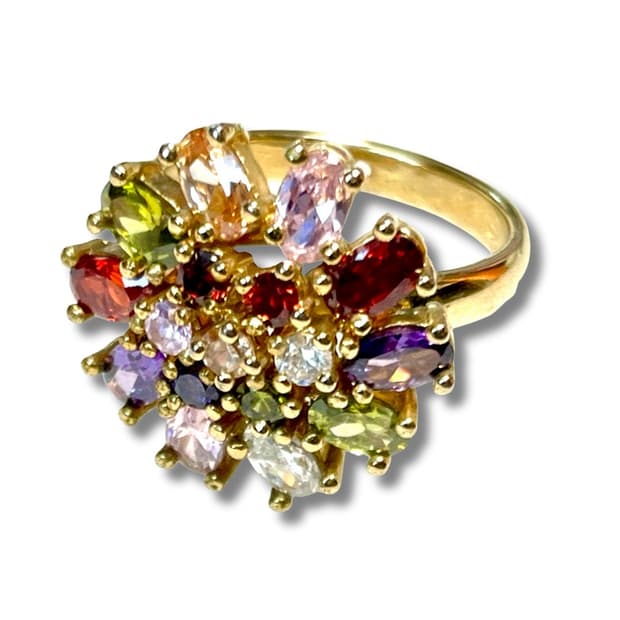 🌸 FLORAL CRYSTAL RING Gold