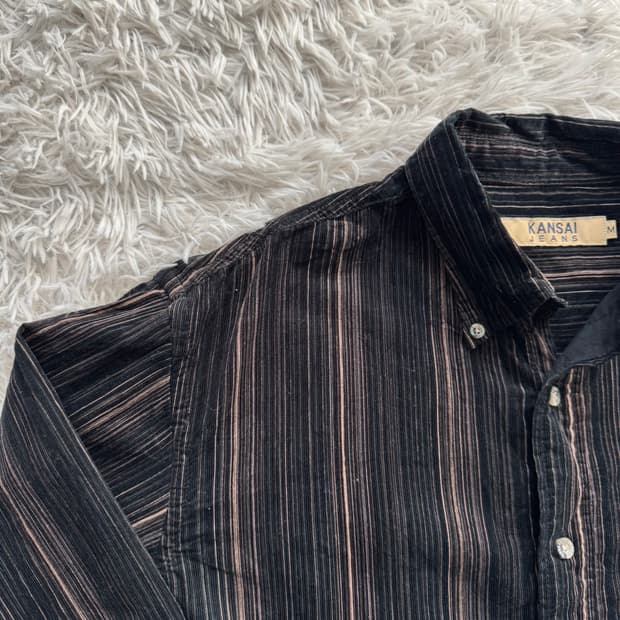 KANSAI 일본빈티지 벨벳셔츠 y2k 빈티지셔츠 남여공용셔츠 m 100