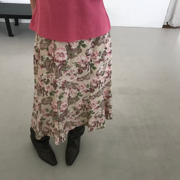 vintage paisley pink skirt