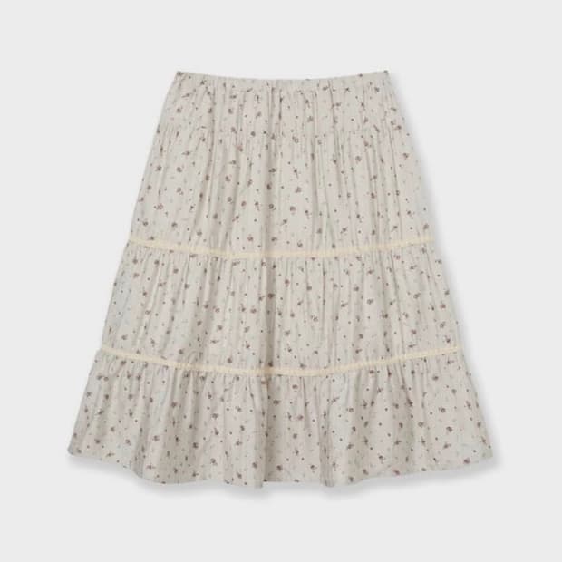 aeae PATTERN TIERED SKIRT [BEIGE]