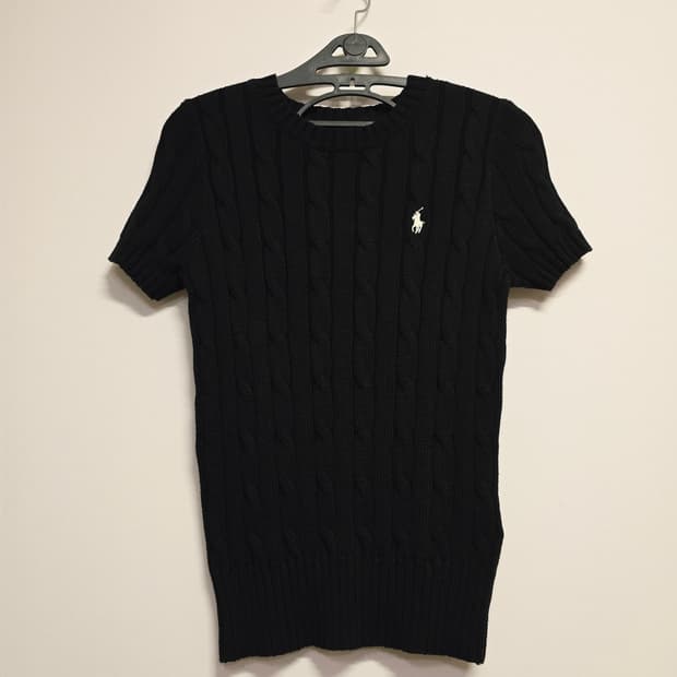 폴로 랄프로렌 케이블 반팔 니트 블랙m