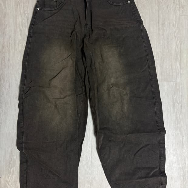 브라운 벌룬 워싱데님팬츠