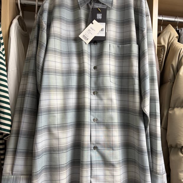 25ss 오라리 슈퍼 라이트 울 체크 셔츠 블루 그린 5사이즈