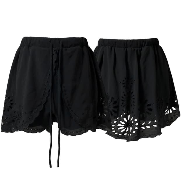 Floral Eyelet Wrap skort