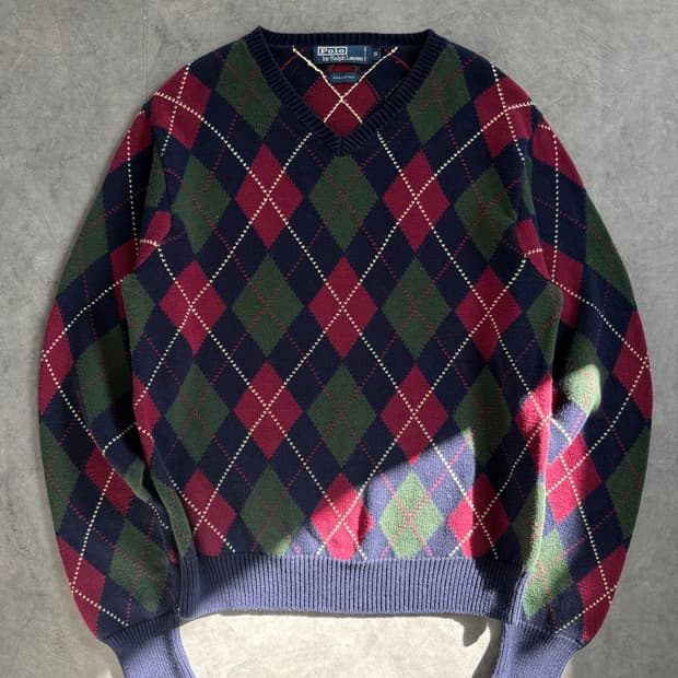 폴로랄프로렌 코튼 아가일 니트