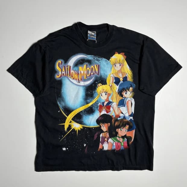 Selected USA 세일러문 그래픽 코튼 반팔 티셔츠 R1398